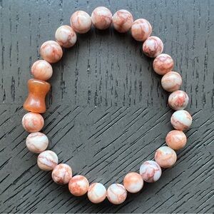 Red vein jasper with silk jade accent bracelet 8mm SIZE 6.5’